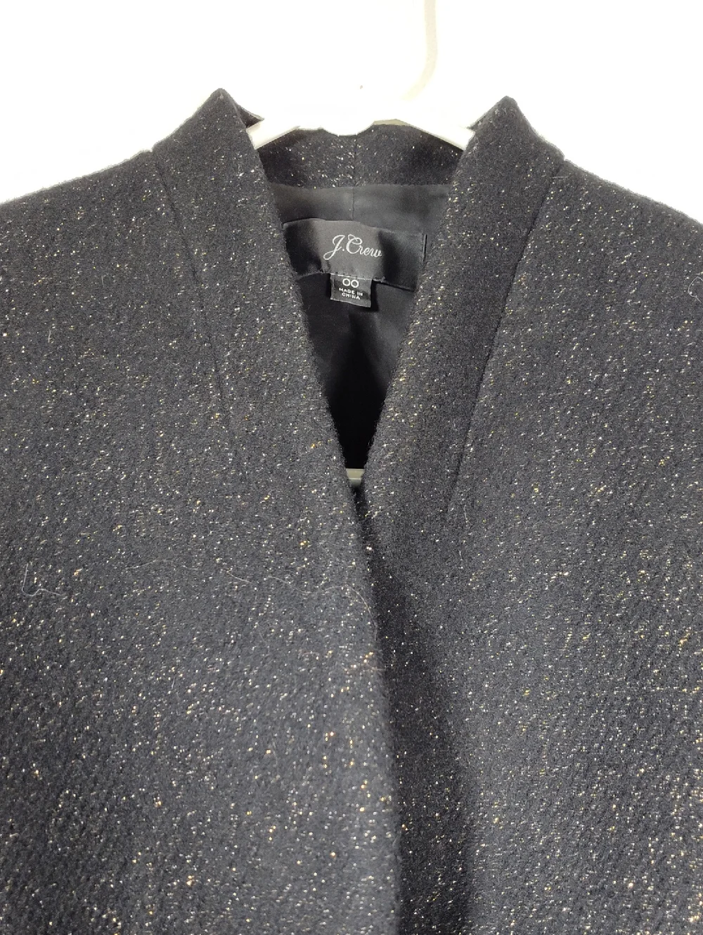 J. Crew Going Out Blazer in black tinsel tweed open front wool jacket‎ 00